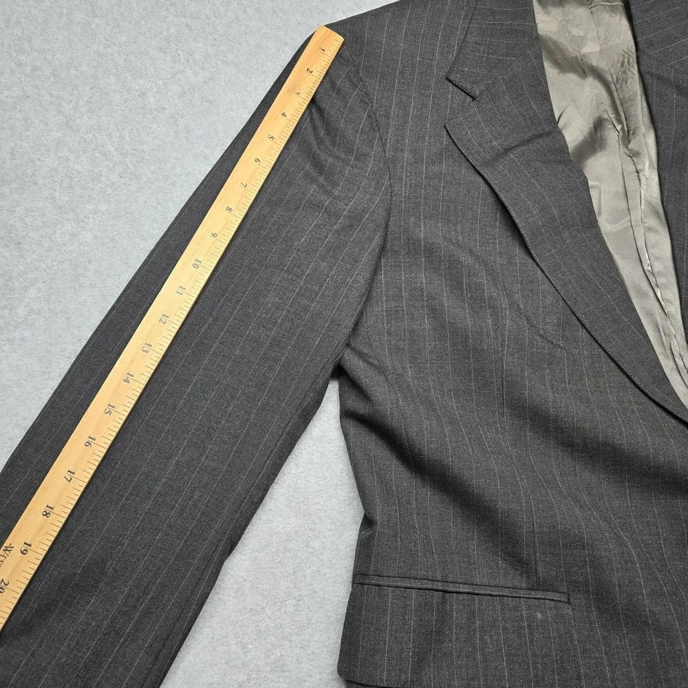 Polo University‎ Club Ralph Lauren Blazer Mens Gray Pinstripe Jacket USA Made